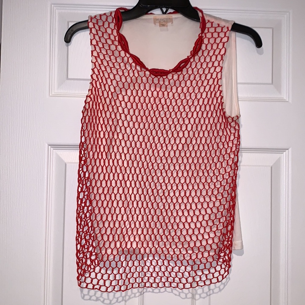 Giambattista Valli 💋 Lips Collar Netting Crew Neck Top 👚 Size S 🤩 MC